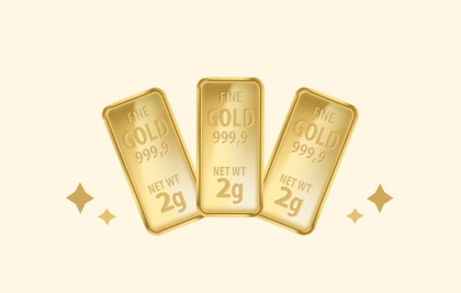 2g 999.9 gold bar for bill payments, prepaid top-up and FPX transactions via AmOnline